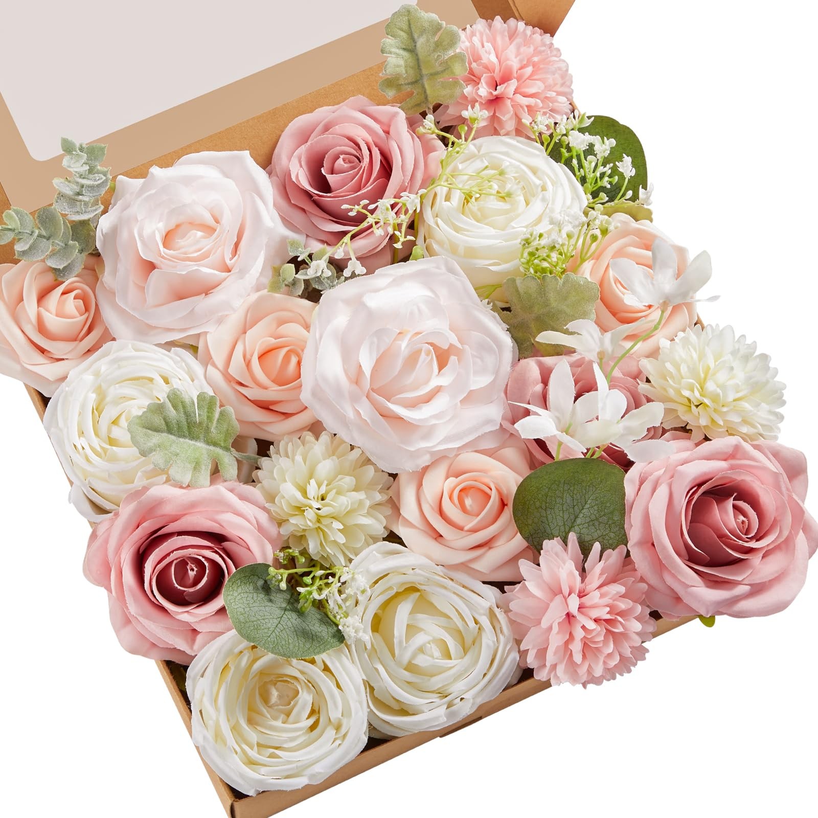 Artificial Flowers, Mixed Roses Combo, Blush Pink, White, DIY Wedding Bouquets