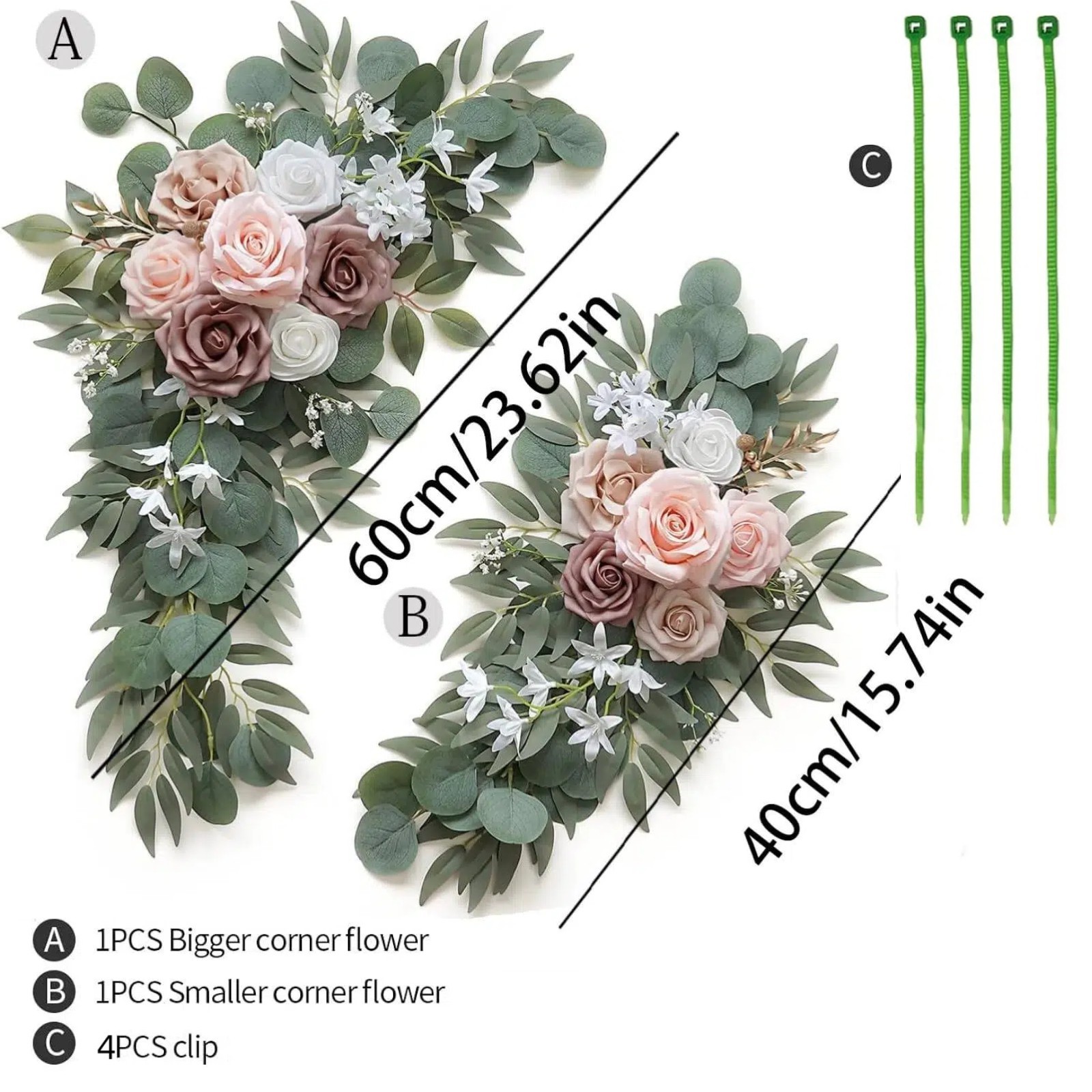 Wedding Arch Flowers (Pack of 2), Artificial Flower for Wedding Decor Garland