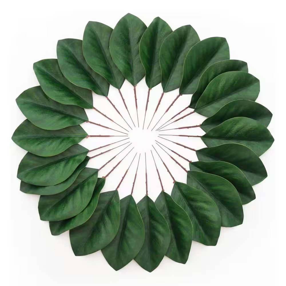 40 In. Artificial Green Magnolia Leaves Indoor Outdoor Decorative Plant for Wedd