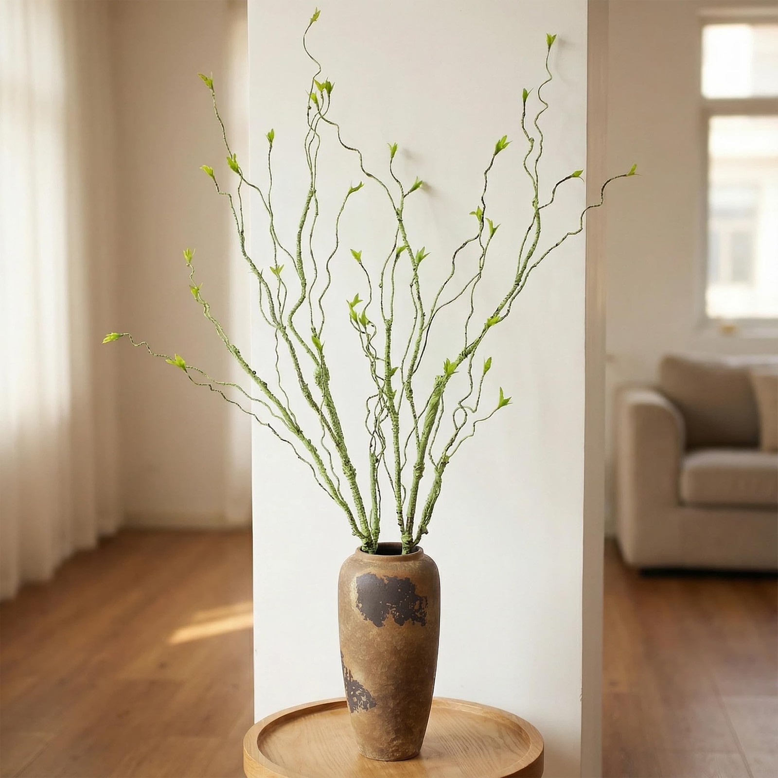 2 PCS Light Green 49 Inch Bendable Artificial Leaves Fake Hanging Plants