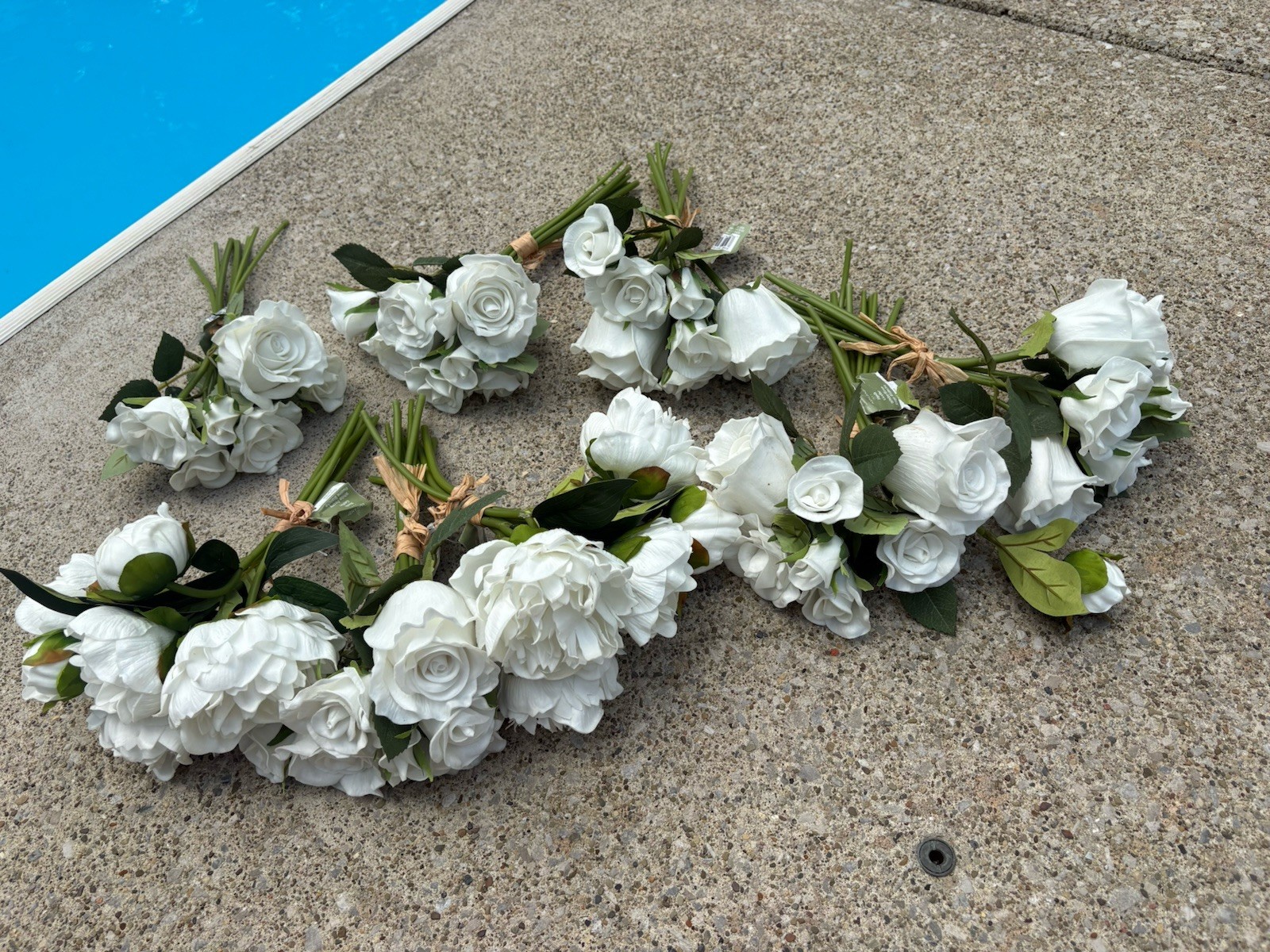 Roses Peony White Real Touch Artificial Flowers with Stems 8 Bouquets 56pc
