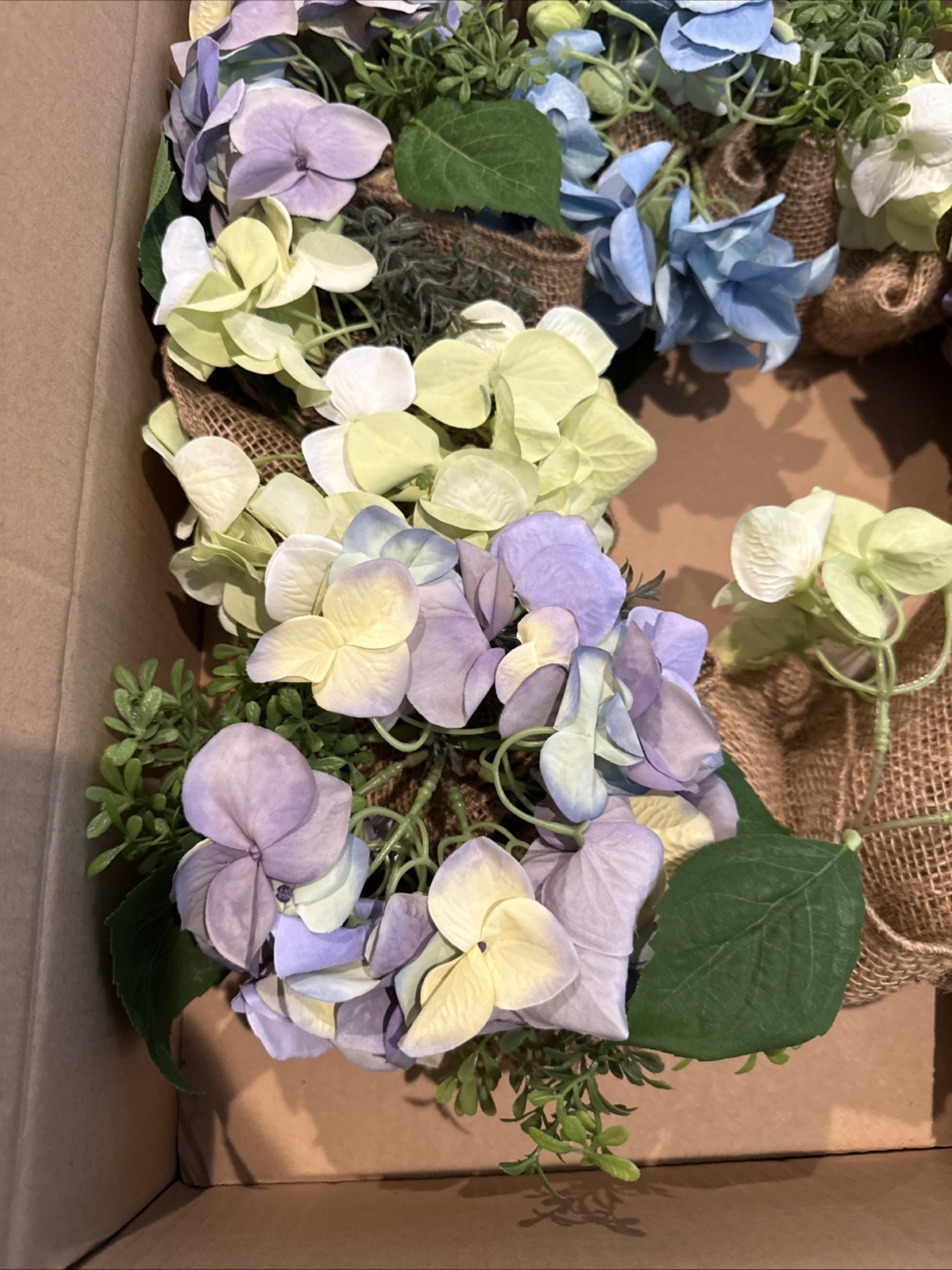 Hydrangea Wreath Garland Spring Summer Wreaths for Front Door Porch Wedding