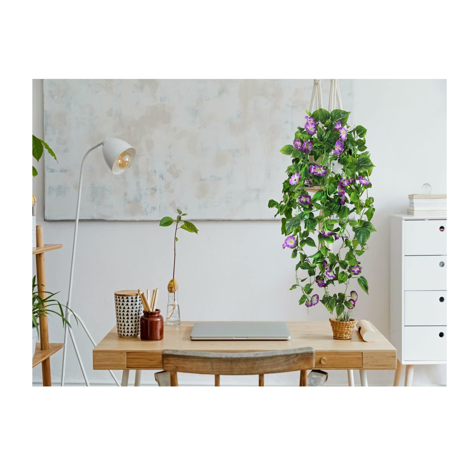 Purple Morning Glory Artificial Vines 15ft Silk Garland for Indoor Outdoor Decor