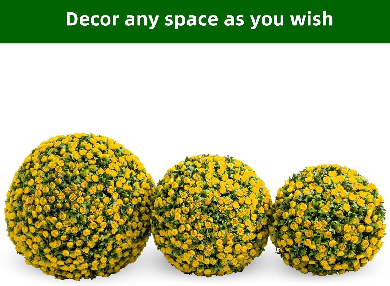 Set of 2 Artificial Topiary Flower Balls Hanging Grass Ball for Home Party Decor