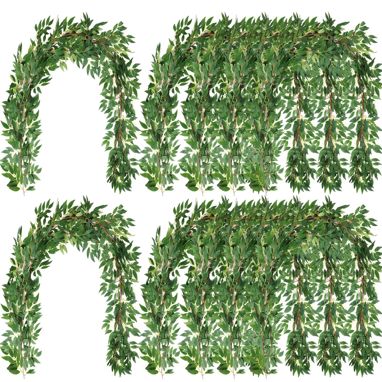 135ft Artificial Faux Greenery Garland Willow Leaves Vines Hanging Willow Vin…