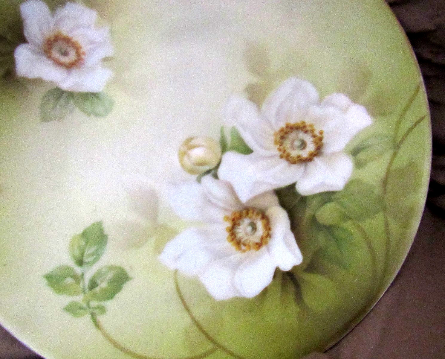 GORGEOUS FLOWERS Hand Painted on GERMANY 8 1/2″ ROUND, O’douvre SERVING Plate