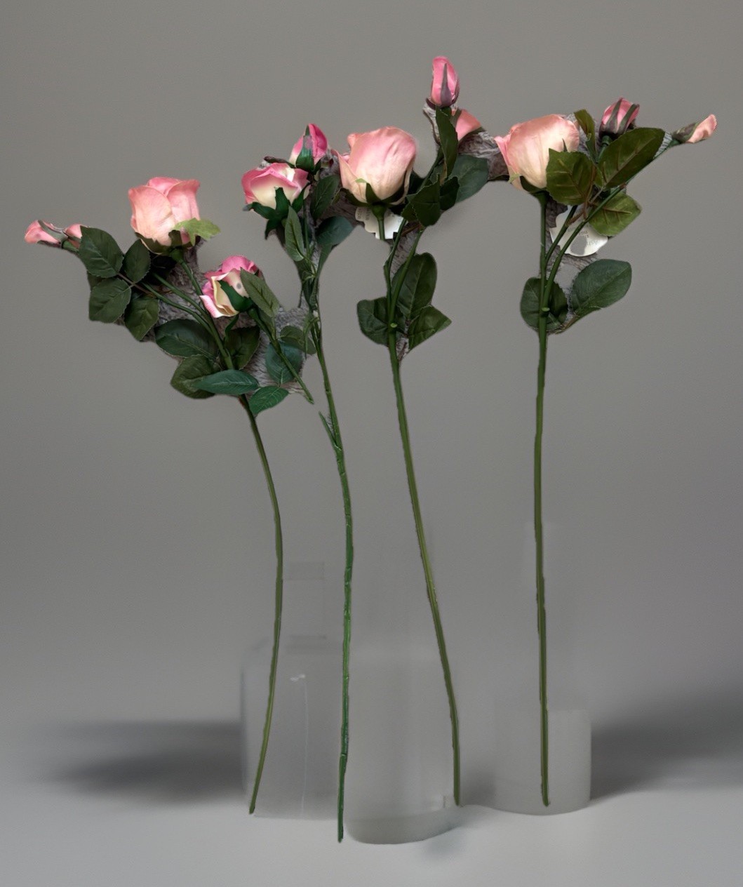 4 Long Stem Bendable Foam Real Touch Sweetheart Roses Faux Flower Pink Peach