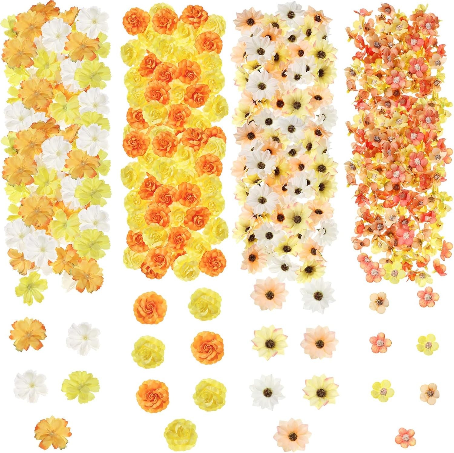 217 Pcs Mini Silk Flower Heads for Crafts – Yellow Series