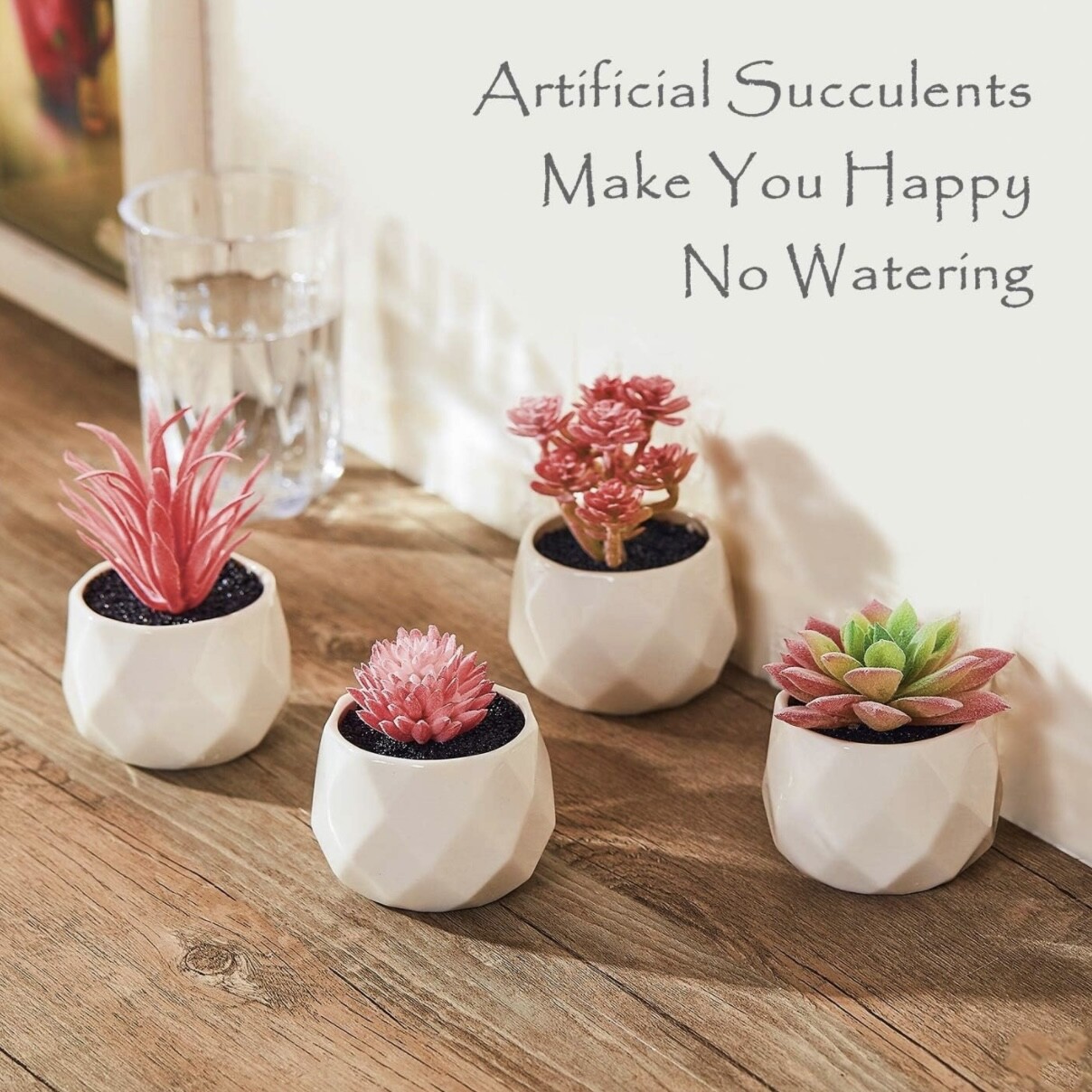 Artificial Succulent Plants for Desk Decor Small Fake Plant -4 Pack Gift