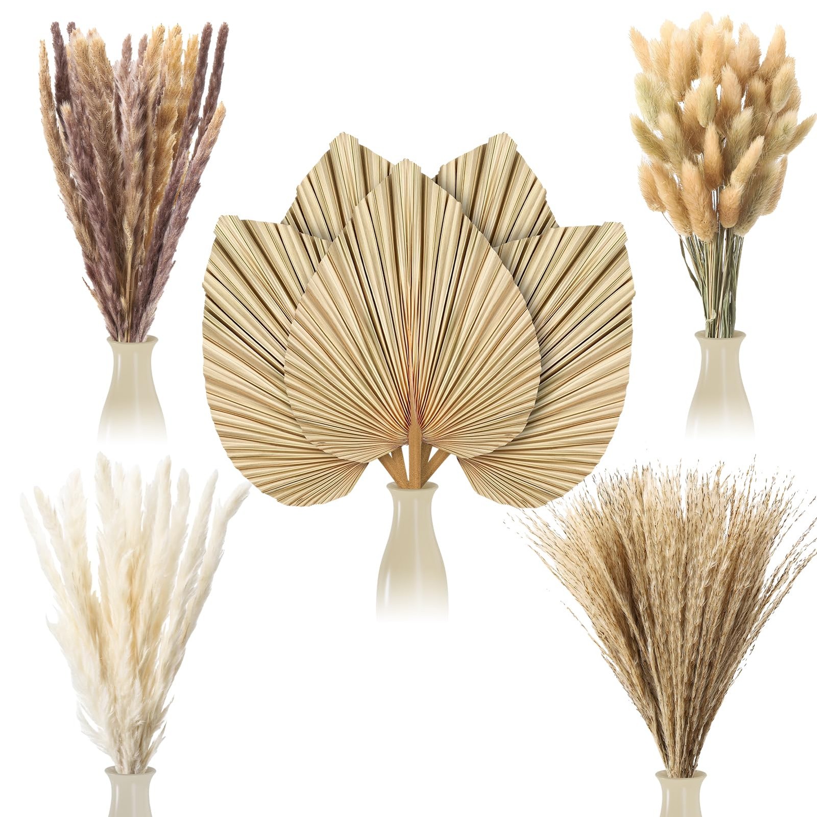 105 Pcs Boho Dried Pampas Grass Decor Bulk, Large one size, Muliticolor