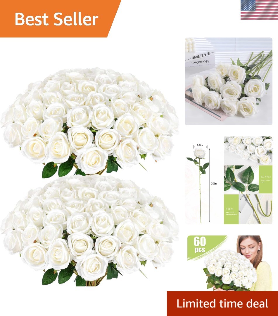Stunning 60 Count Velvet Silk Roses – Ideal for Valentine’s & Home Decor