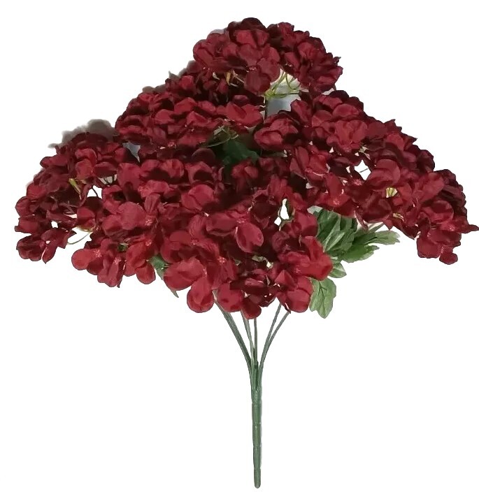 Lg Burgundy Hydrangea 21″ Bush Silk Flower General Home Decor Wedding #2257