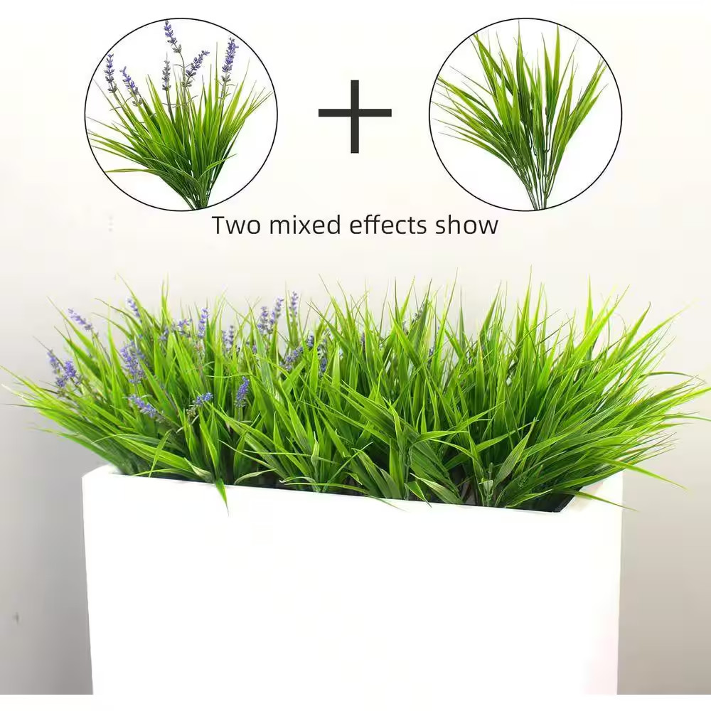 12 Bundles 15.5″ Green Uv-Resistant Fake Monkey Grass-Outdoor Artificial Grass F
