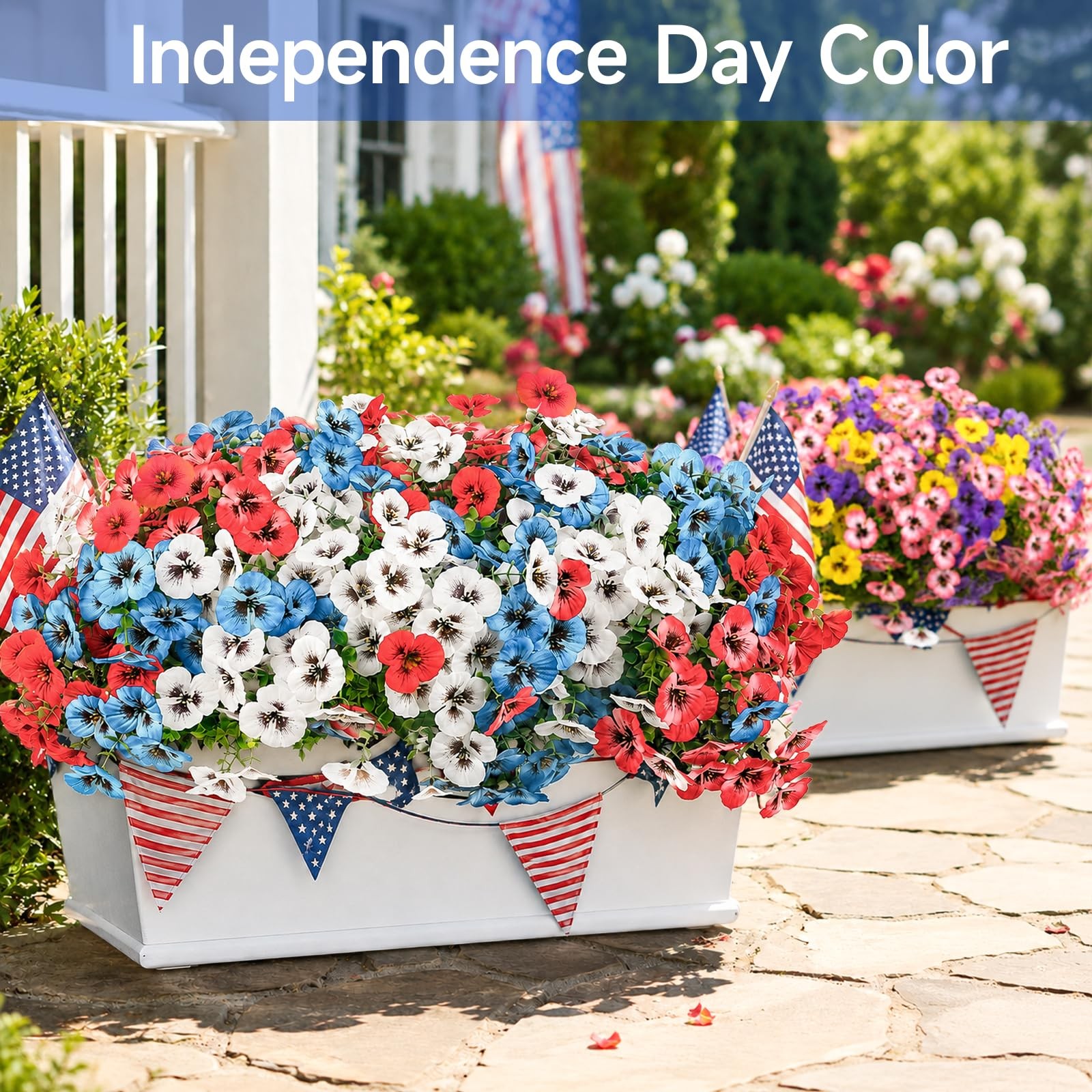 12 Bundles Artificial Flowers for Outdoors UV Resistant Fake Pansies Outdoor …