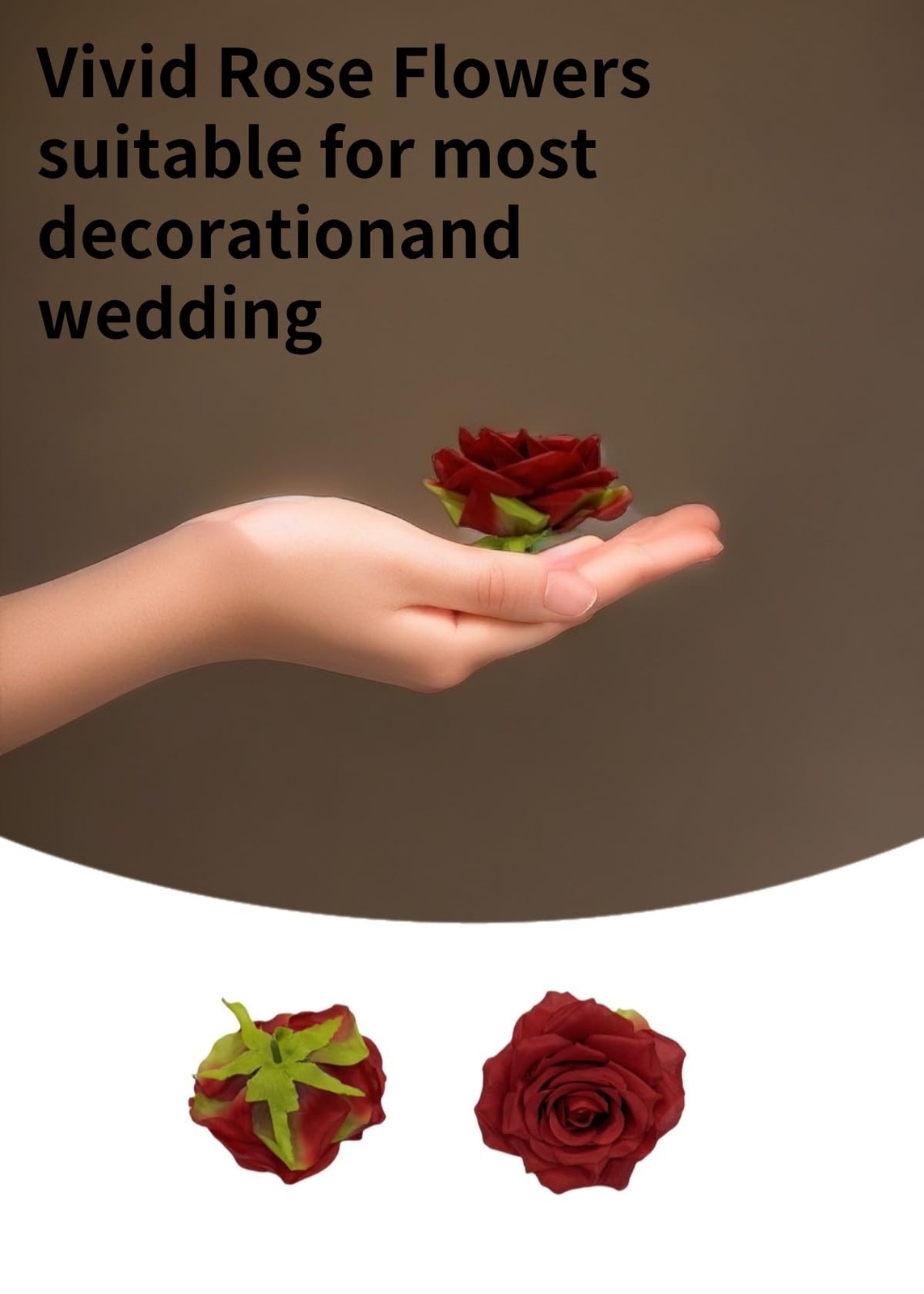 36 PCS Fake Flower Heads Red 3.8 Inch Silk Rose, Satin Bulk DIY Craft Bouquet
