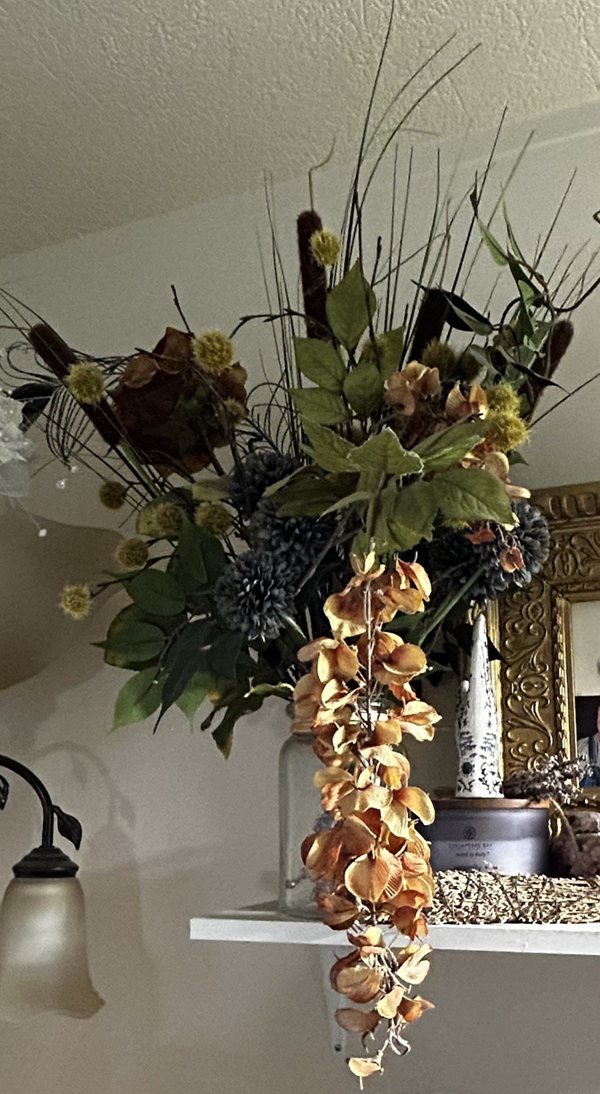 Artificial Flower Arrangement Centerpiece in Glass Jar, Mixed Colors, beautiful