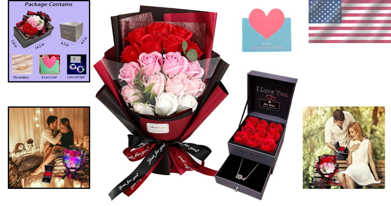 Lovely Red Roses Bouquet and Necklace Gift – Ideal for Valentine’s Day & More
