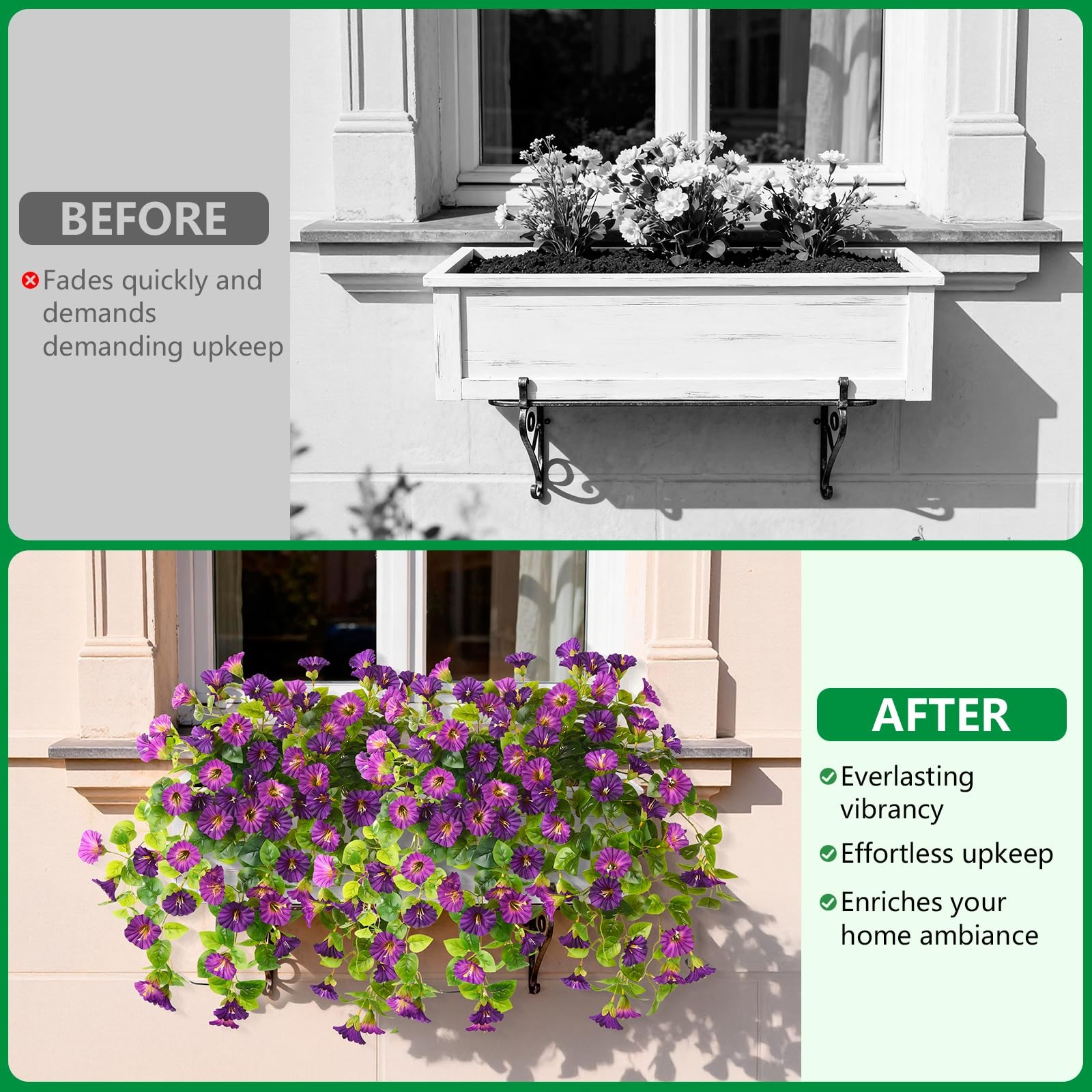 Artificial Fake Flowers Plants UV Resistant, Faux Petunias Silk Flowers for O…
