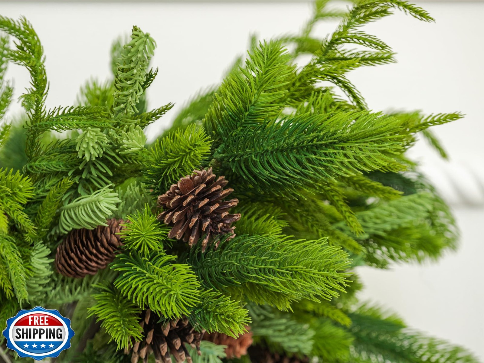 6PCS Pine Branches with Big Pine Cones, 28” Artificial Norfolk Cypress Cedar