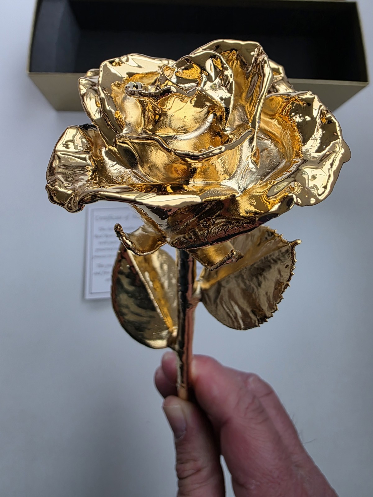 REAL 24K GOLD ROSE, Genuine One Of A Kind Rose Hand Dipped In 24K Gold In Box