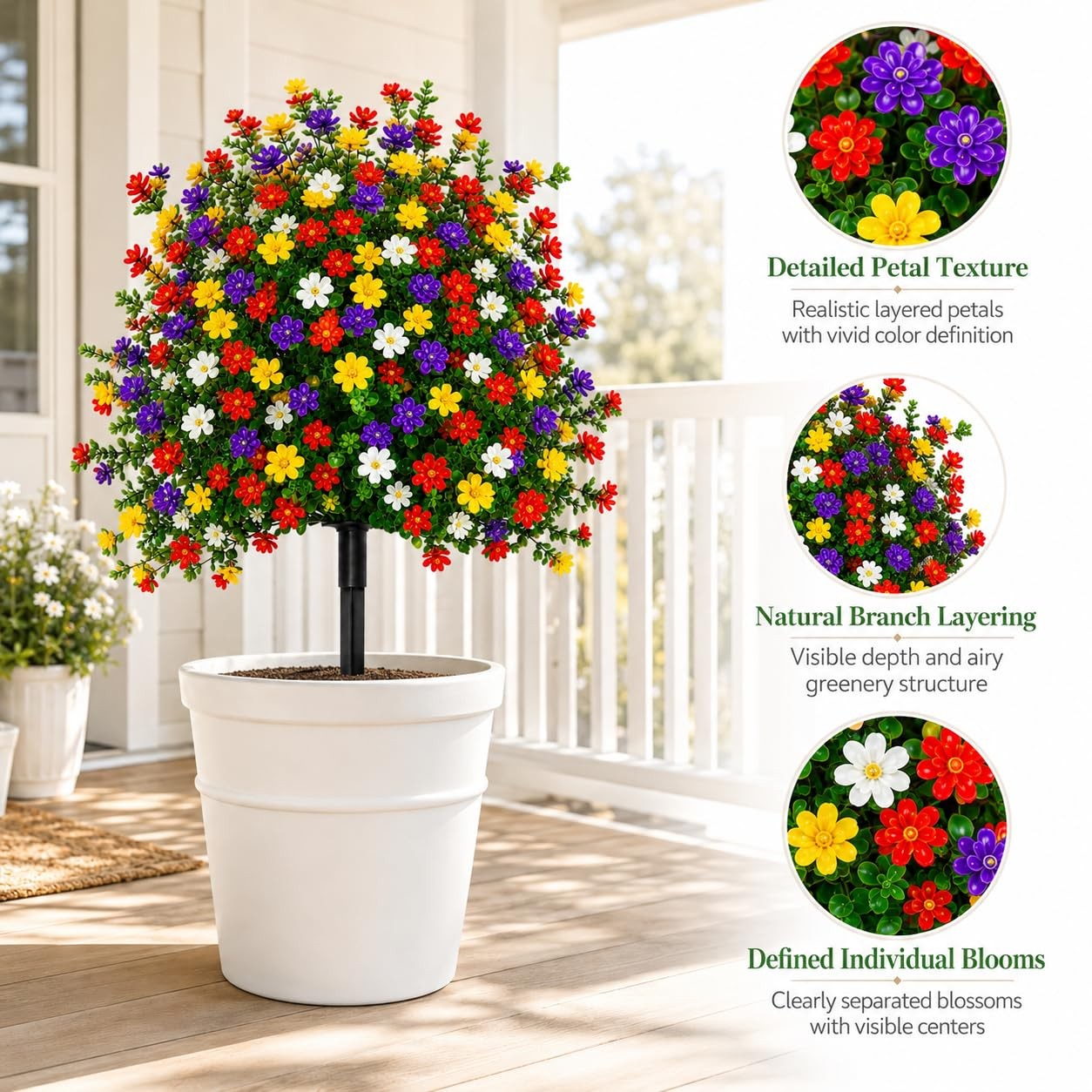 22″ Artificial Topiary Flowers, Artificial Flowers with Ground Stake, Artific…