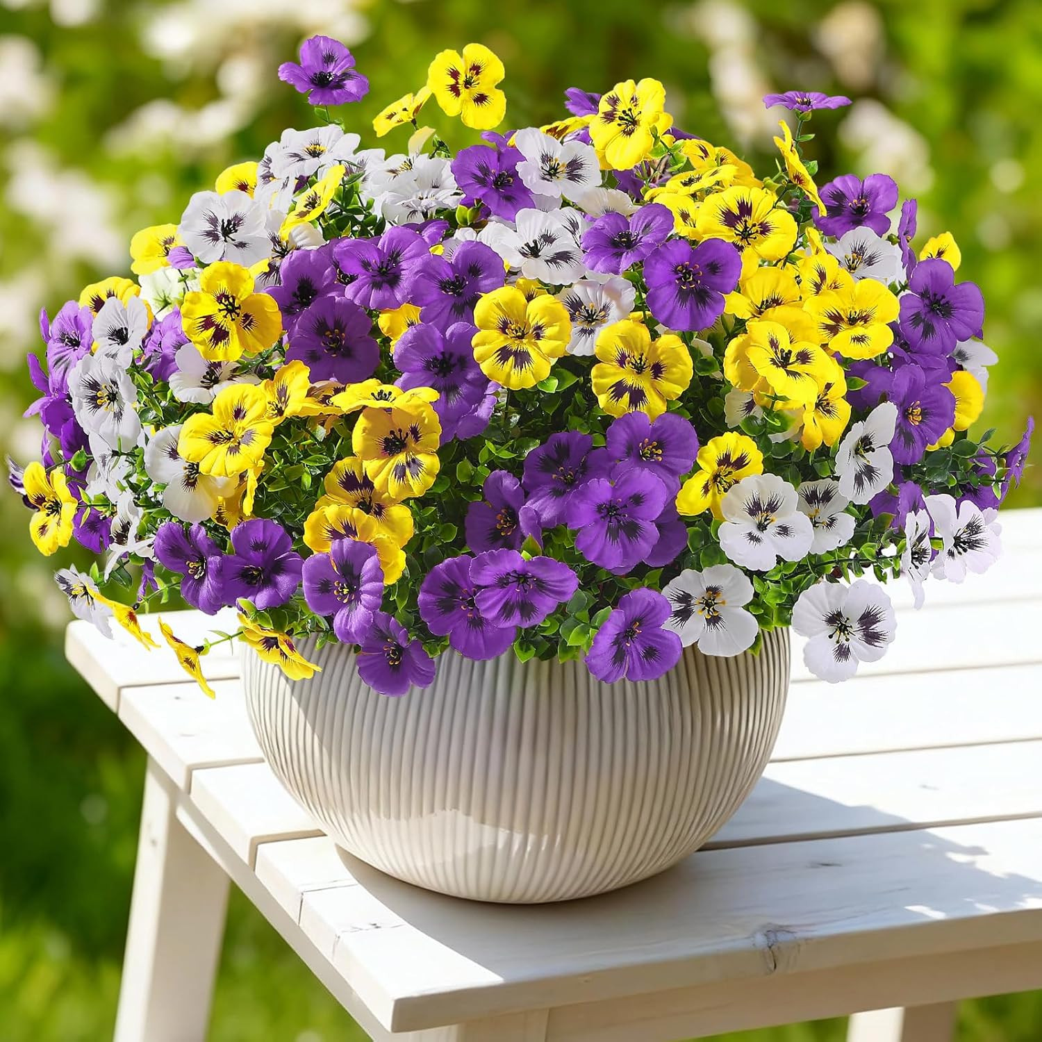 24 Bundles Artificial Flowers for Outdoors, Fake Spring Flowers for Decoration,