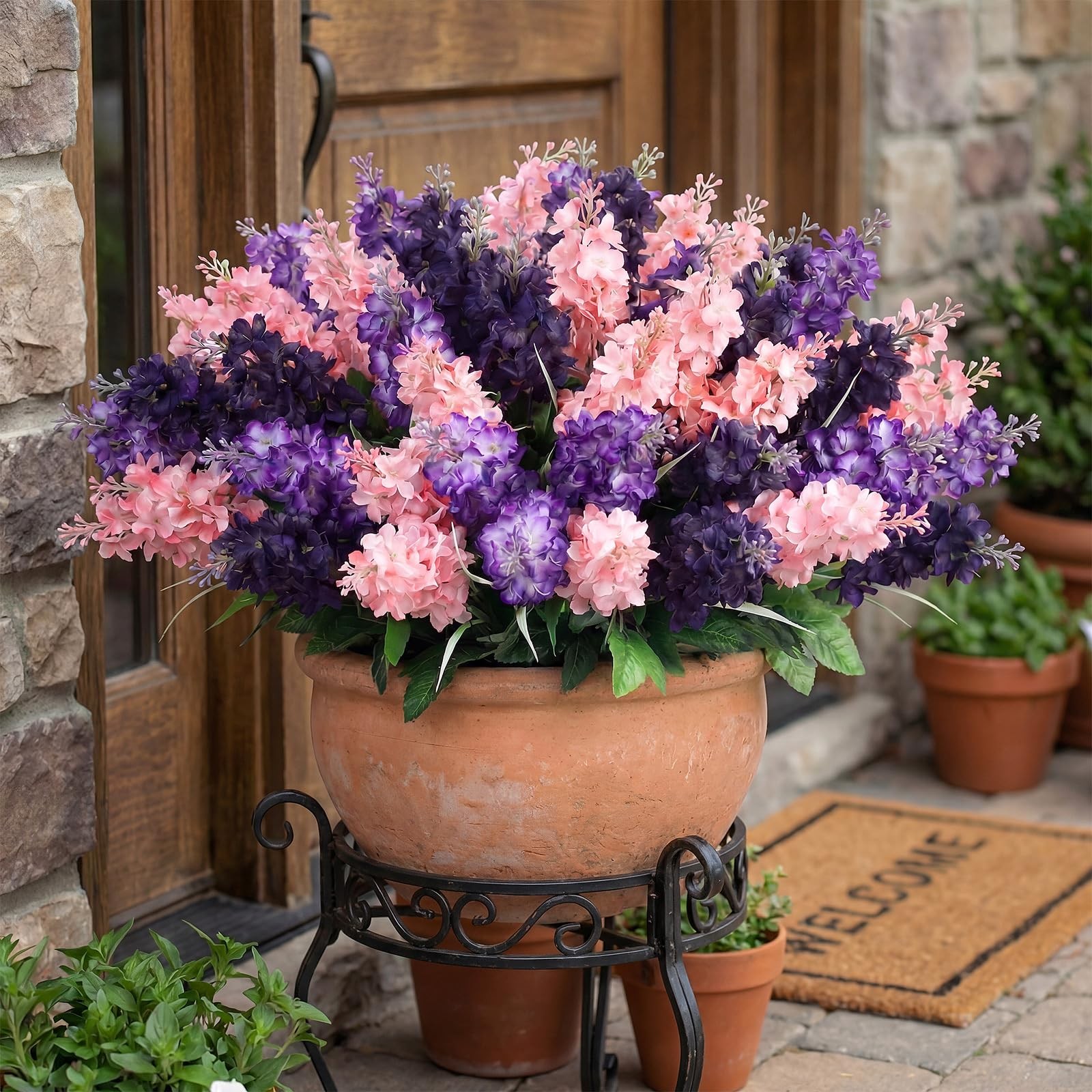 12 Pcs Artificial Flowers Outdoor, 14” Fake Silk Hyacinth Flowers UV Resista…