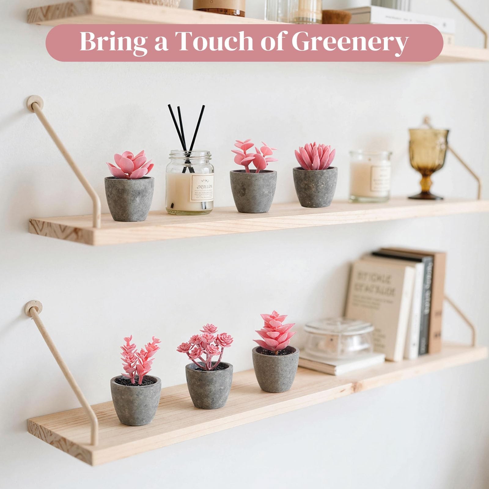 6 PCS Artificial Succulent Plants Small Fake Potted Pink Home Desk Decor