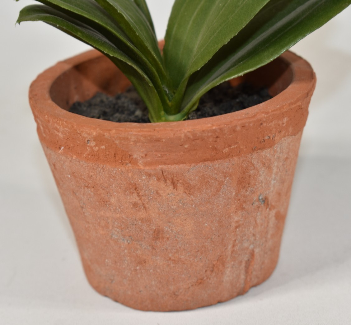 Pottery Barn Faux Flowers Potted Orchid Pot Small 9″ SAMPLE Marking on Bottom