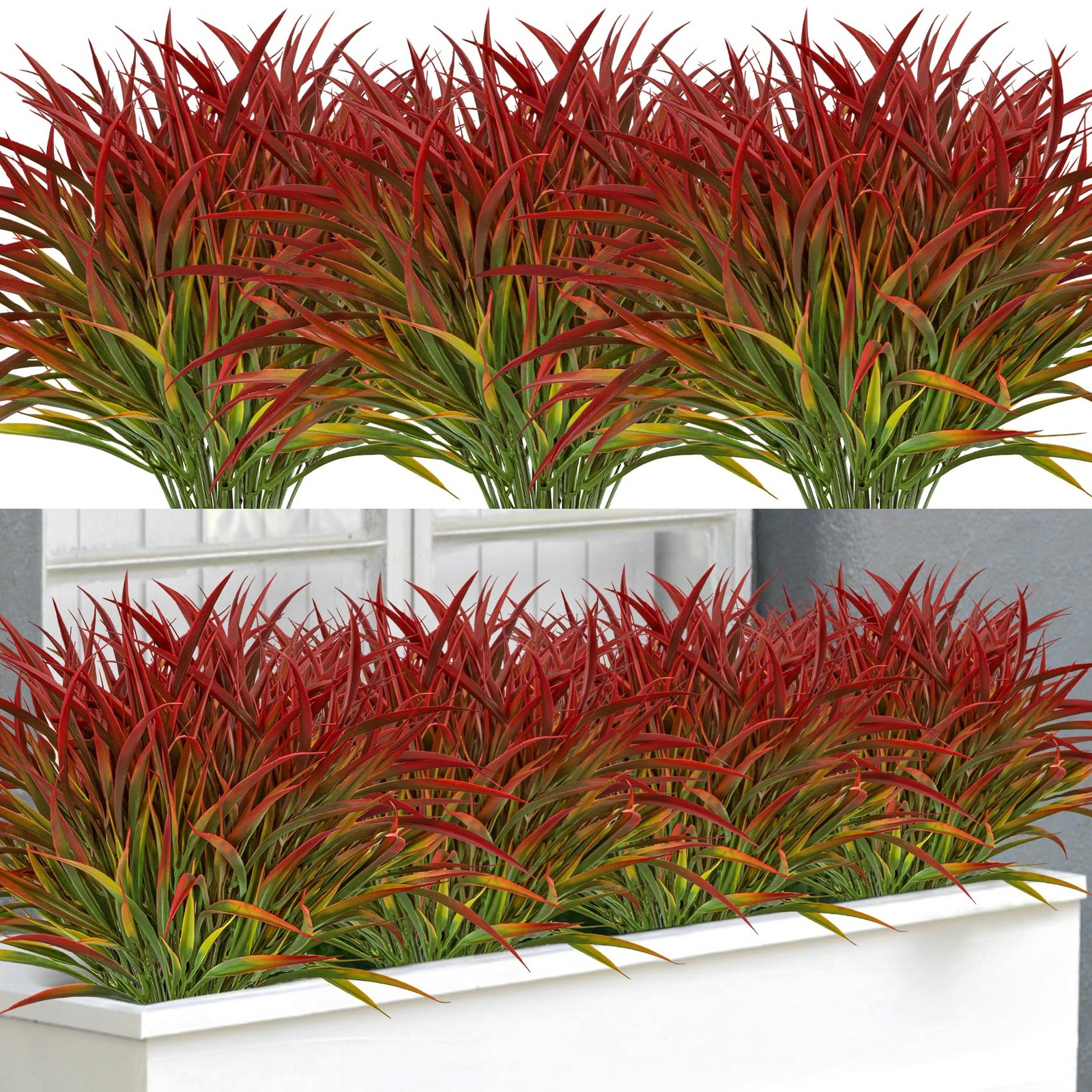 16 Bundles Artificial Plants Outdoor Fake Grass Greenery Stems UV Resistant F…