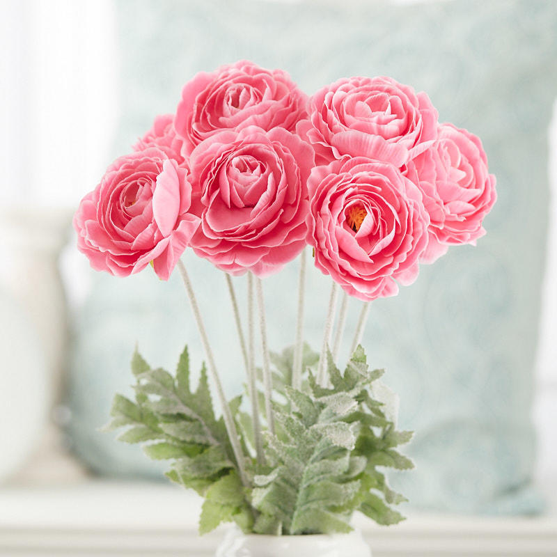 Pink Artificial Ranunculus Bush