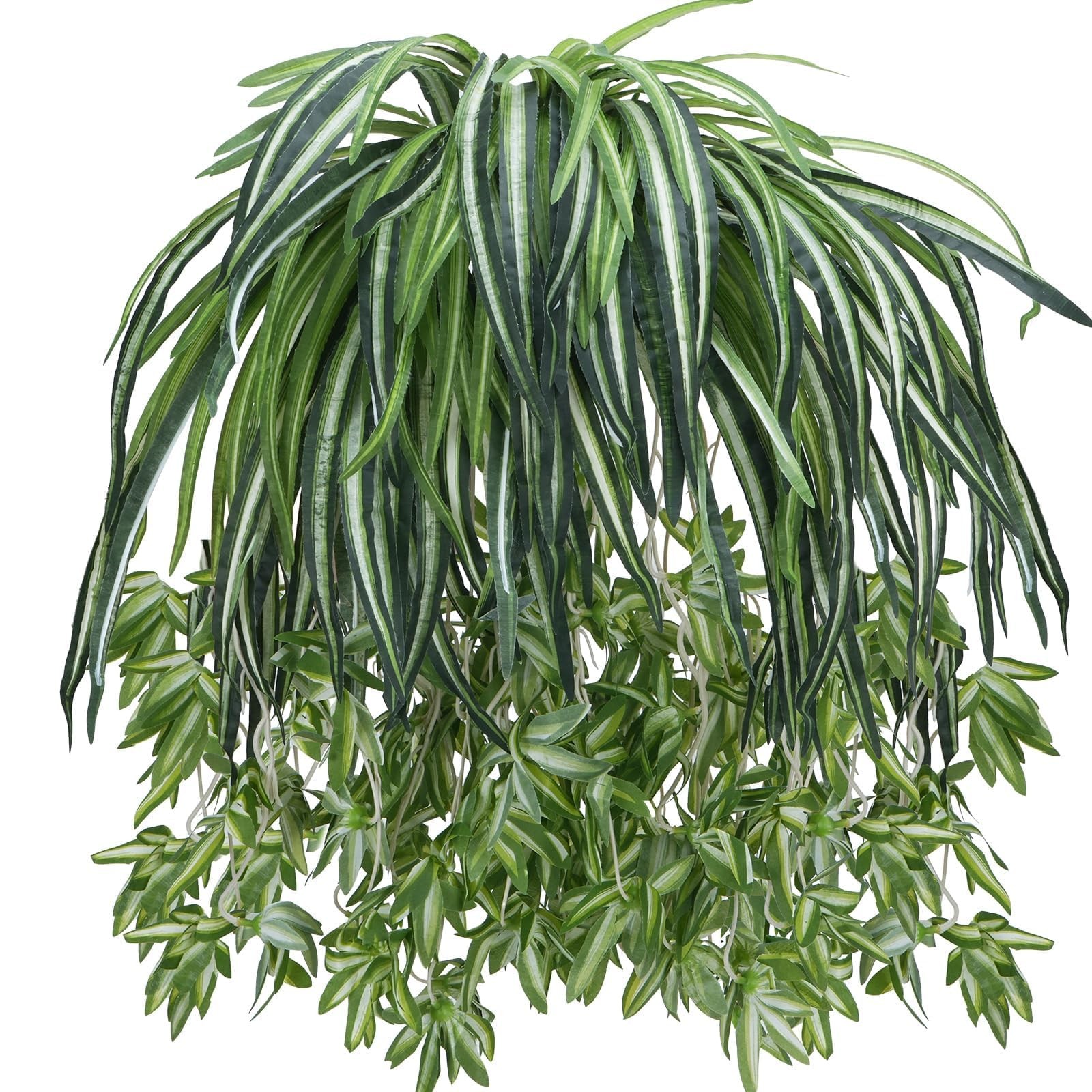 4PCS Spider Plant Artificial Hanging Spider Plants 26Inch Chlorophytum
