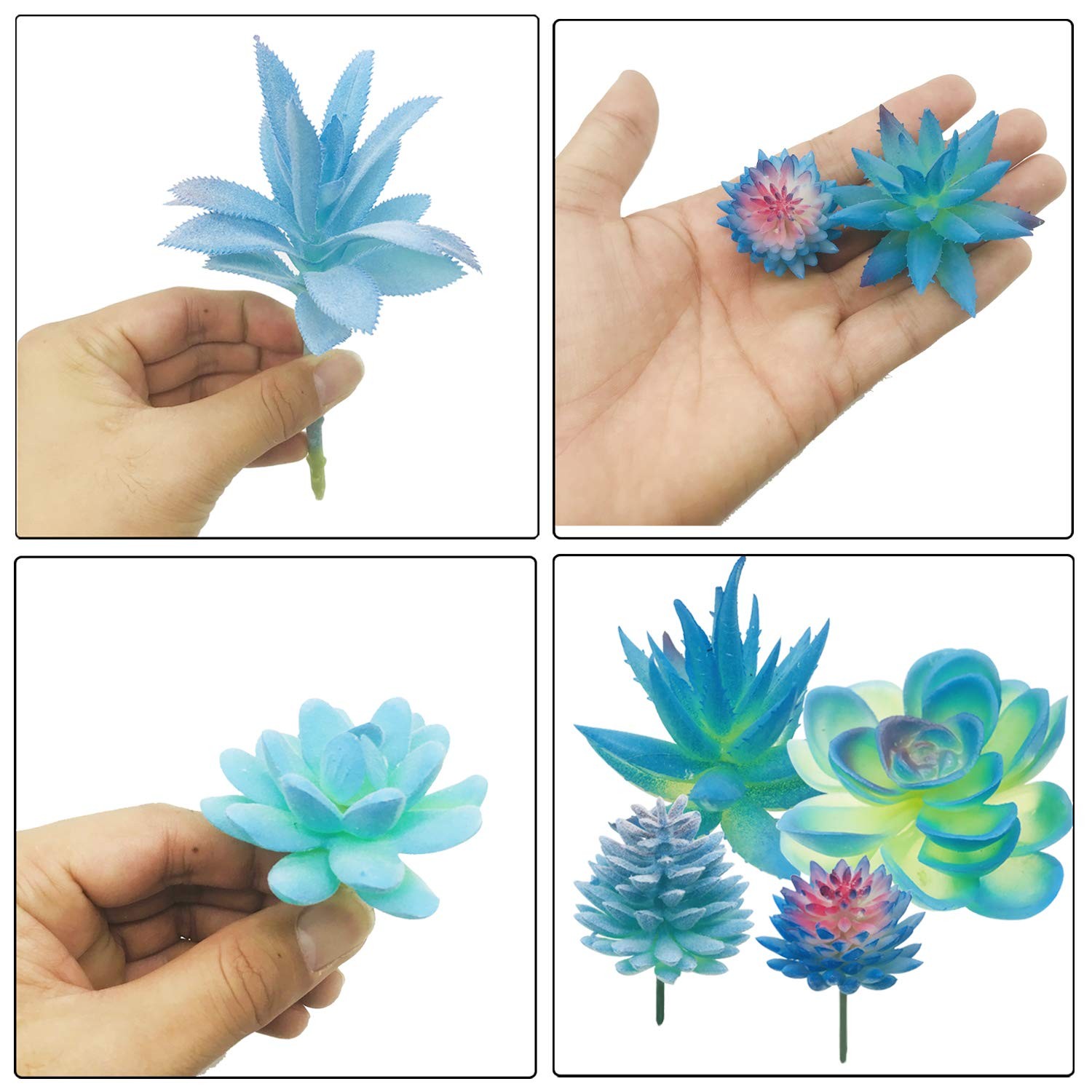 Woohome 10 PCS Artificial Succulent Plants, Blue Fake Succulent, Unpotted Faux