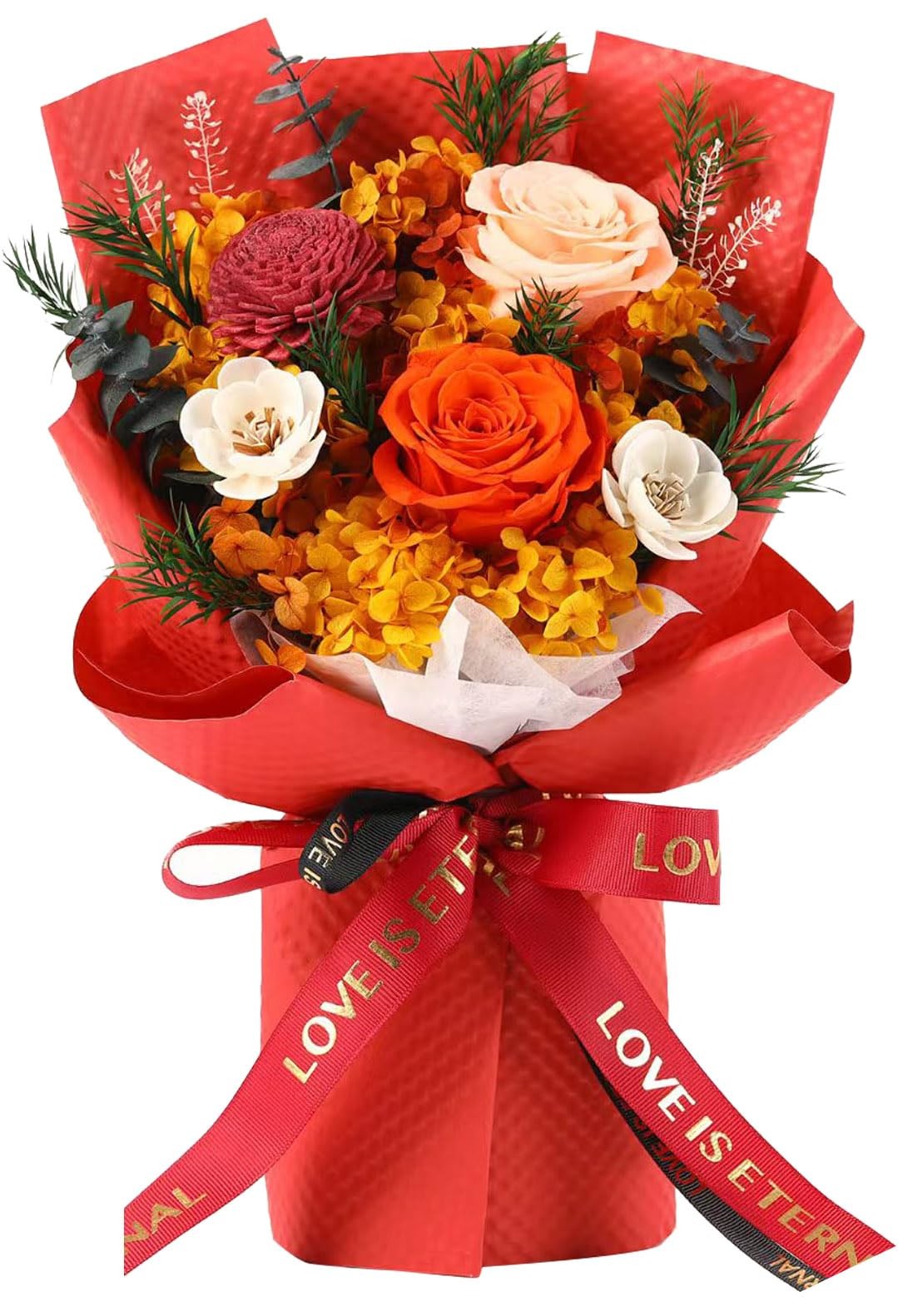 Preserved Orange Roses Bouquets Delivery Anniversary Birthday Flower Gift