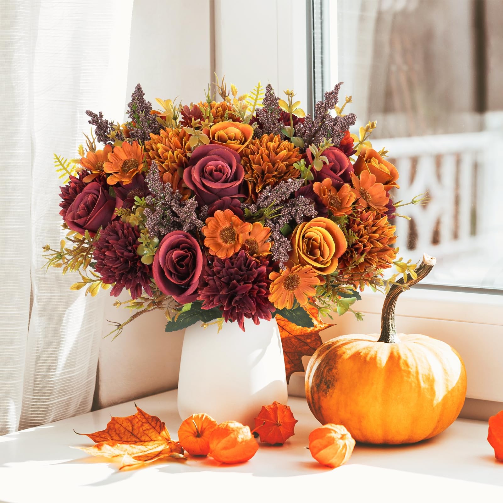 Artificial Fall Flowers Like Real Artificial Bouquet 4 Packs Silk Artificial …