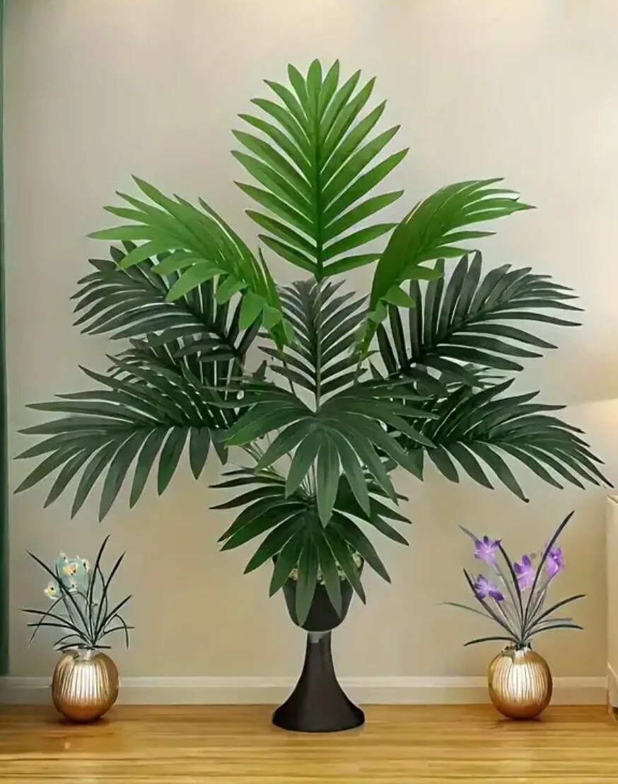 2 Packs of Large Artificial Palm Leaves, 2pcs | Realistic Tropical Faux Greenery