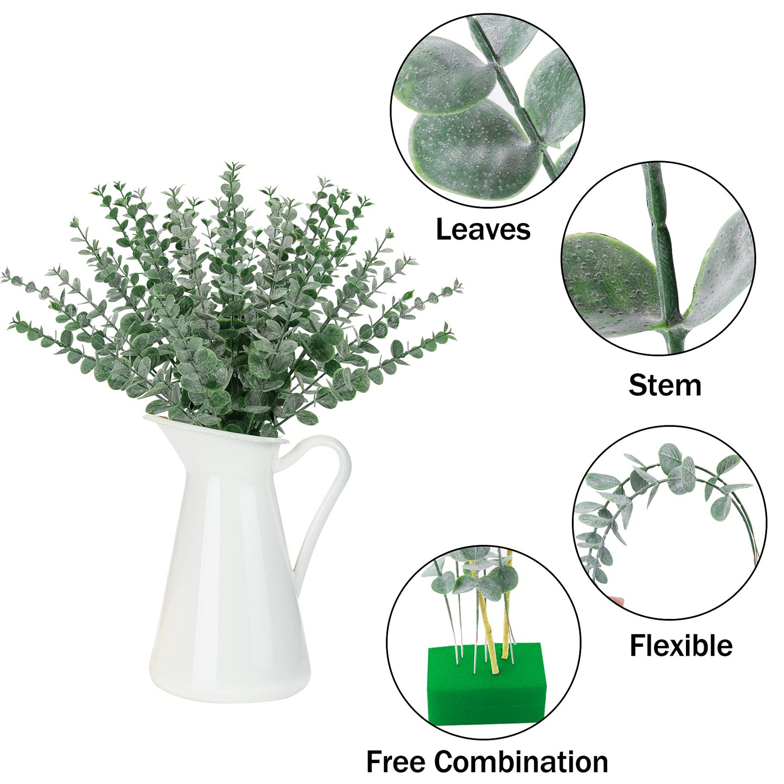 36 Pcs Eucalyptus Stems Artificial Green Leaves for Wedding & Home Decor
