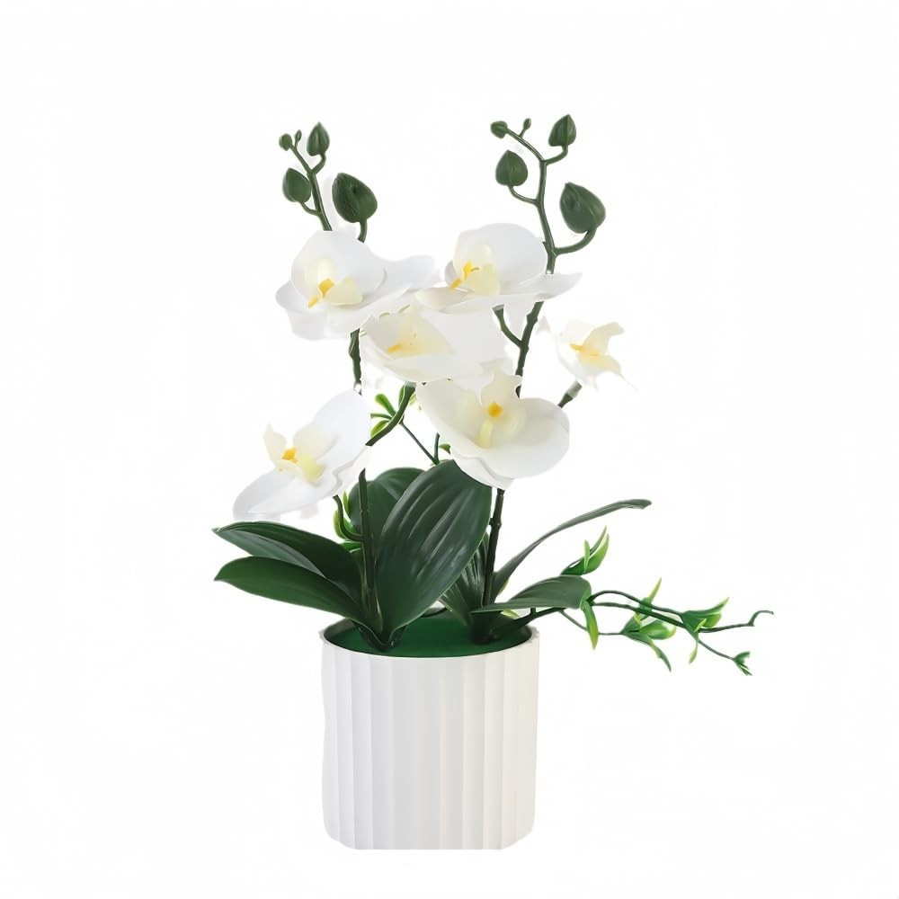 Artificial Orchid in Pot 11.2“ Real Touch Butterfly Orchid Flowers in Vase Fa…