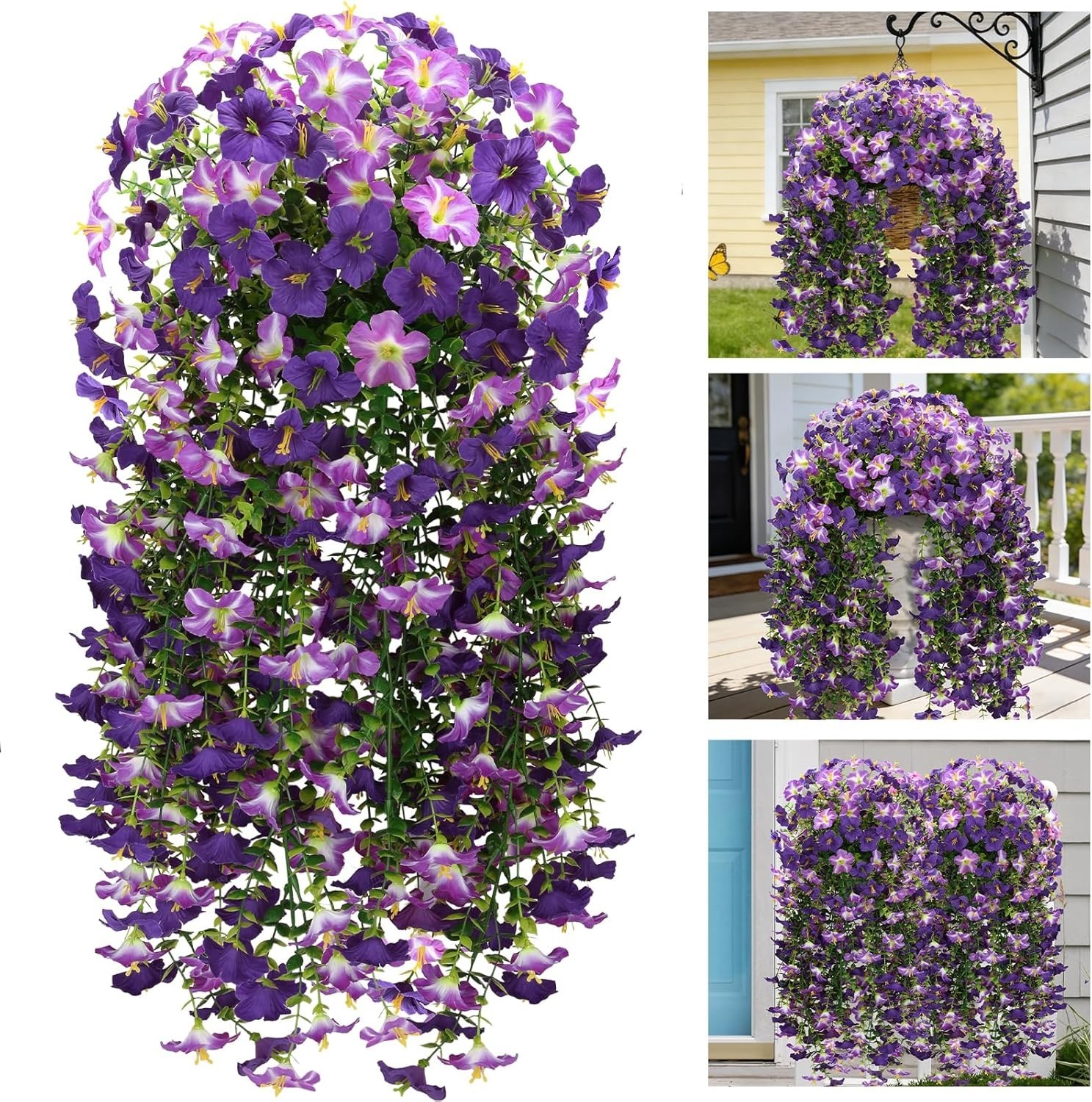 2 Pcs Lifelike Silk Hanging Flowers – Easy Arrange Outdoor & Indoor Decor