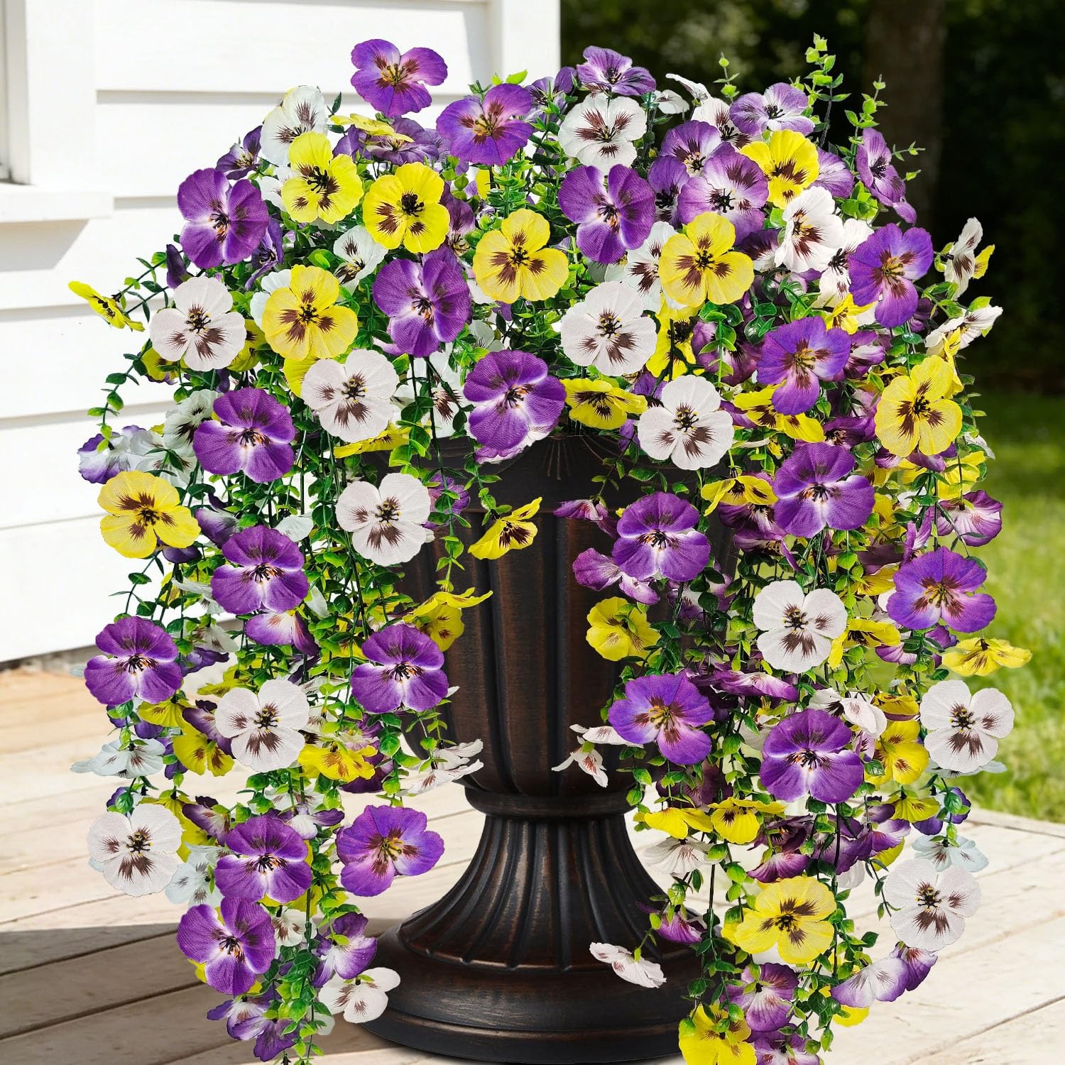 Artificial Fake Hanging Flowers Plants for Outdoor Spring Decoration, 4 Pack …