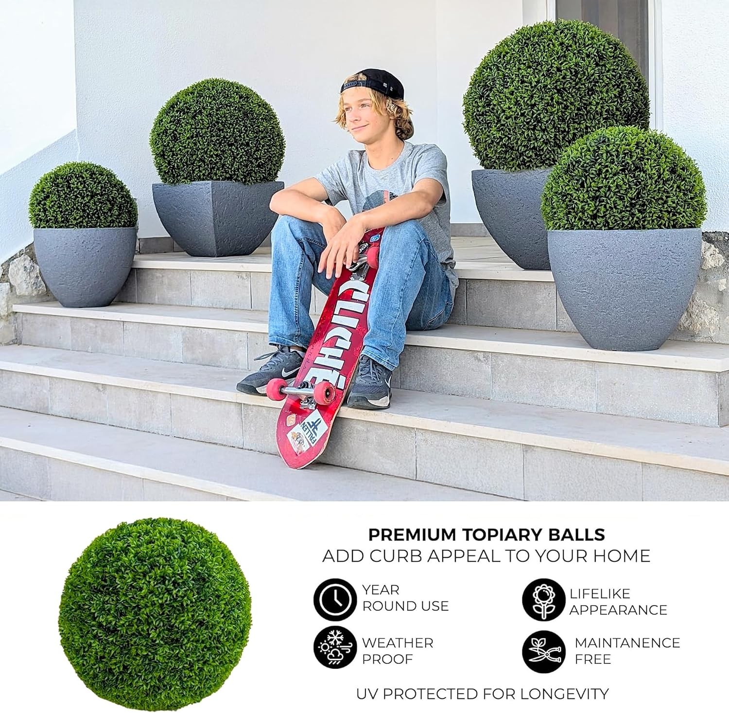 23″ XL Topiary Balls (Better Than A Boxwood 2 Topiary Balls (4 Halves))
