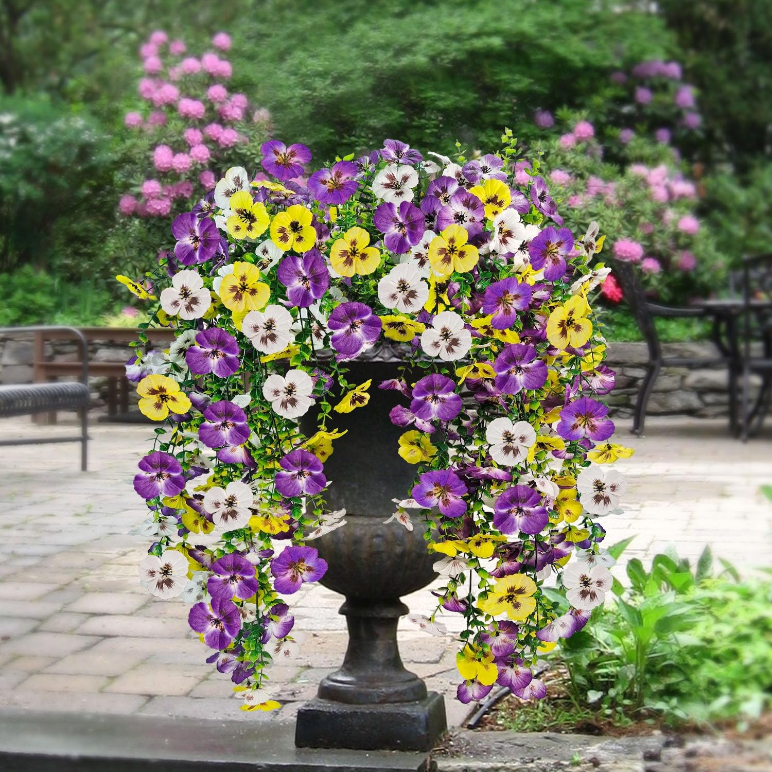 Artificial Fake Hanging Flowers Plants for Outdoor Spring Decoration, 4 Pack …