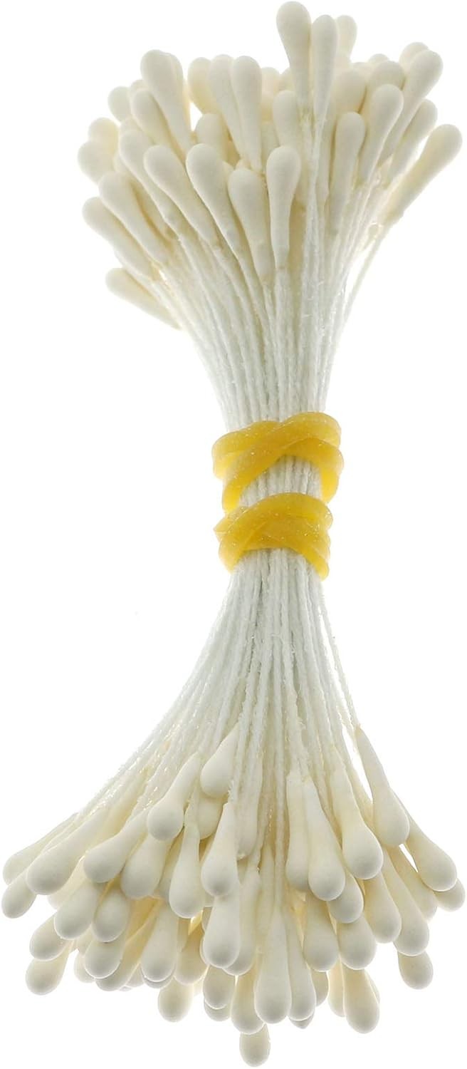 400PCS Artificial Flower Stamens Matte Milky White Pearlized Craft Supplies