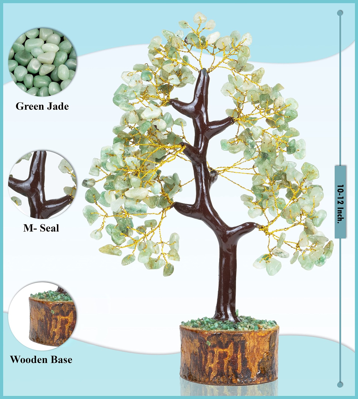 ® Green Jade Crystal Tree of Life with Bracelet & 2 Pendants Feng Shui Gem Tr…