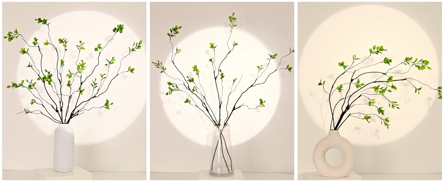 4PCS Artificial Ficus Branches for Vase, Faux Greenery Stems for Vase Filler,