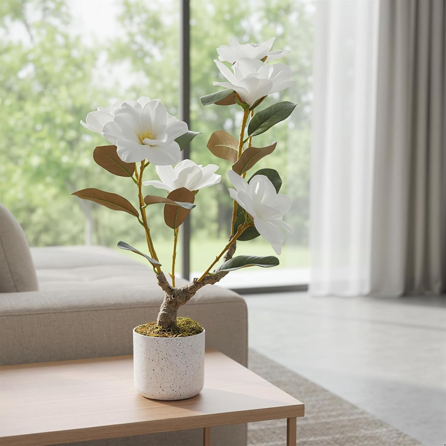 Elegant White Faux Orchid Flowers in Pot – 2 Pack, 24 Inch Indoor Decor