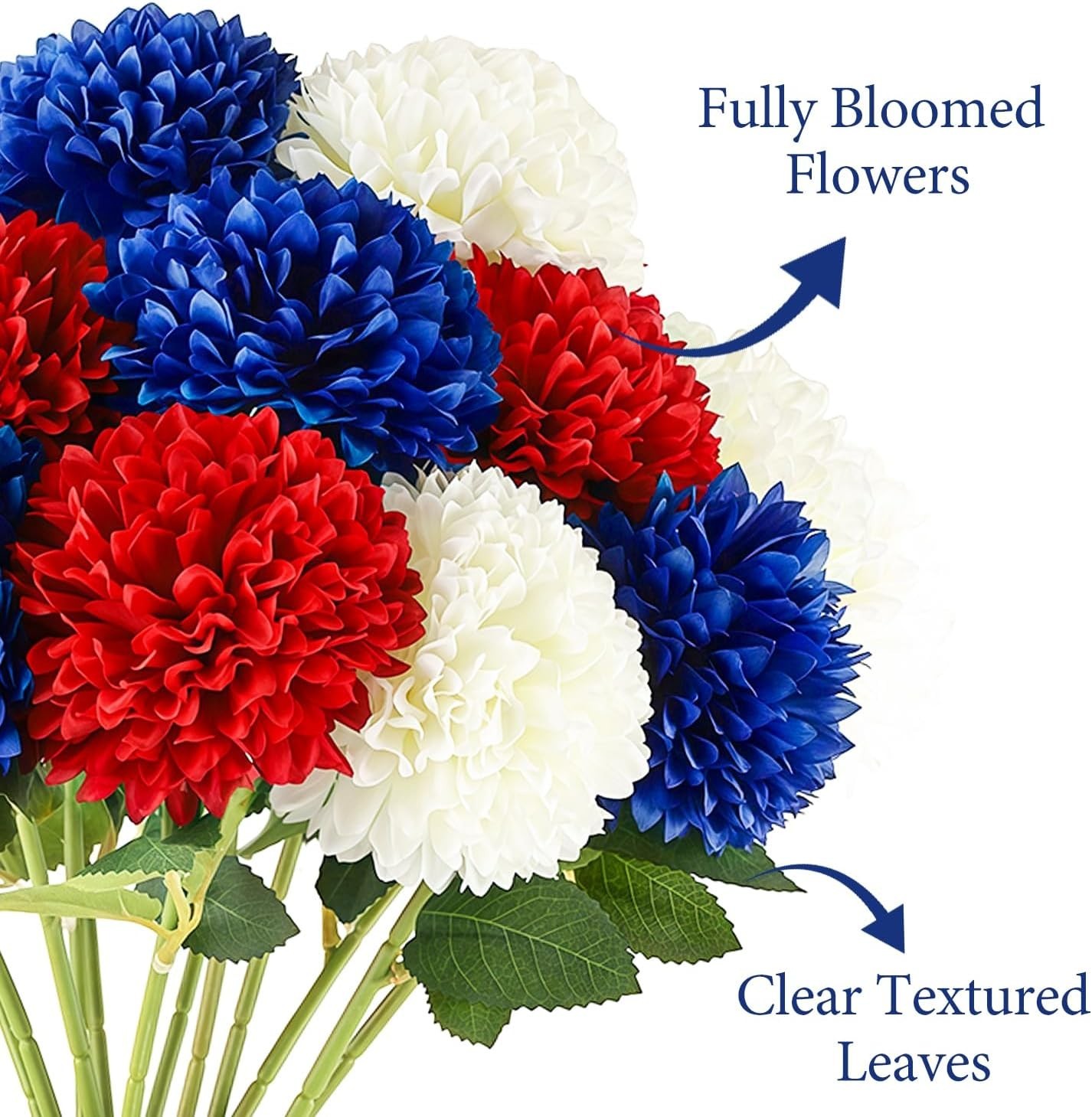 4th of July Decorations Patriotic Decor 12Pcs Artificial Flowers Red White an…