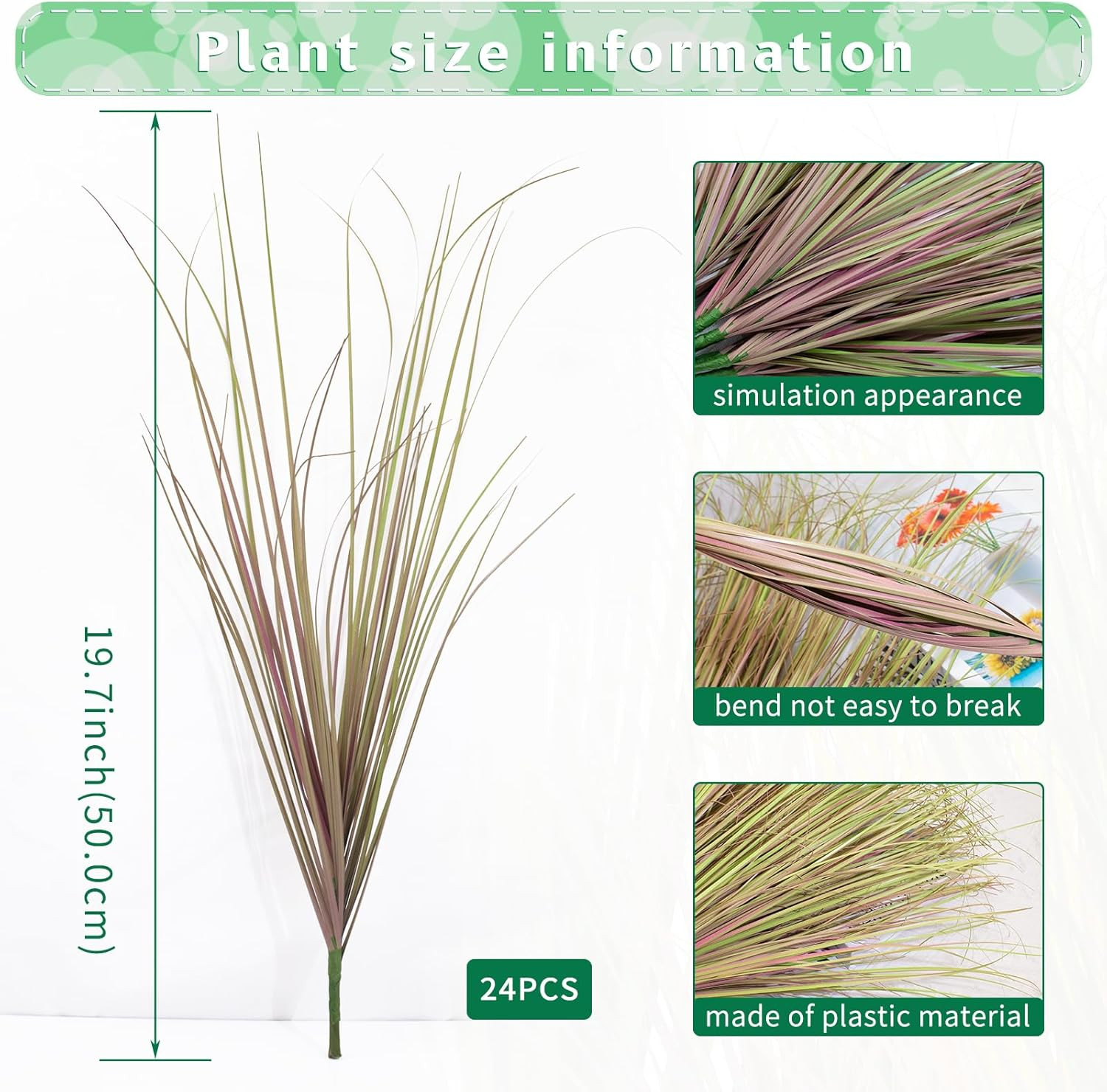 24Pcs Artificial Grass Plants, Faux Shrubs Wheat Grass, Artificial Tall Grass Fa