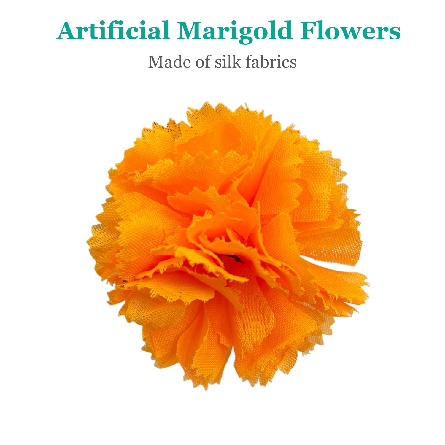 50Pcs Artificial Marigold Flowers, 2’’ Silk Heads with Stems for Diwali, Indi…