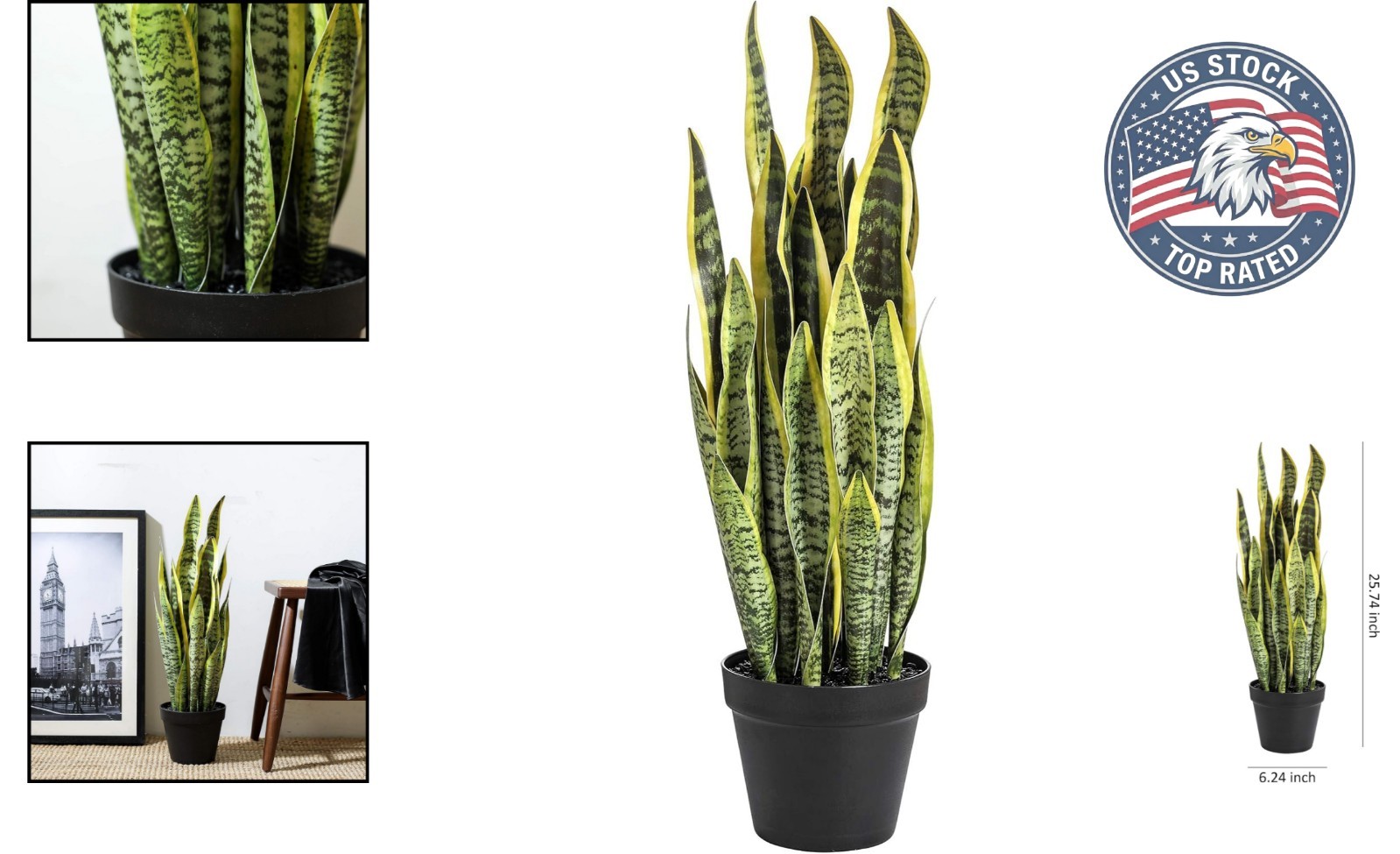 Stylish 26-Inch Artificial Snake Plant – Handmade Quality for Elegant Spaces
